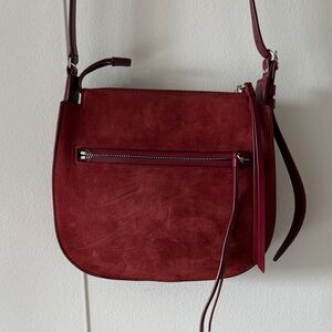 Classic Suede Crossbody Bag in Burgundy